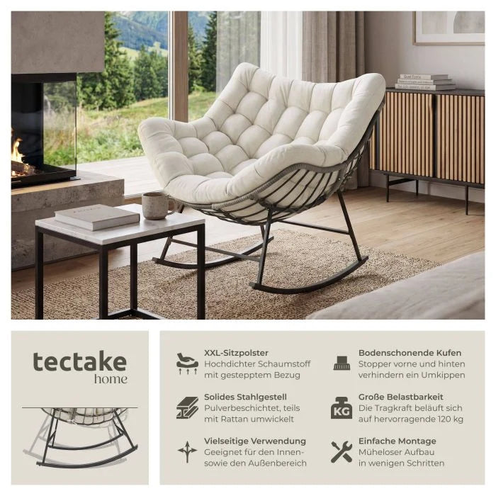 XXL Rocking Chair with Steel Frame – Cream